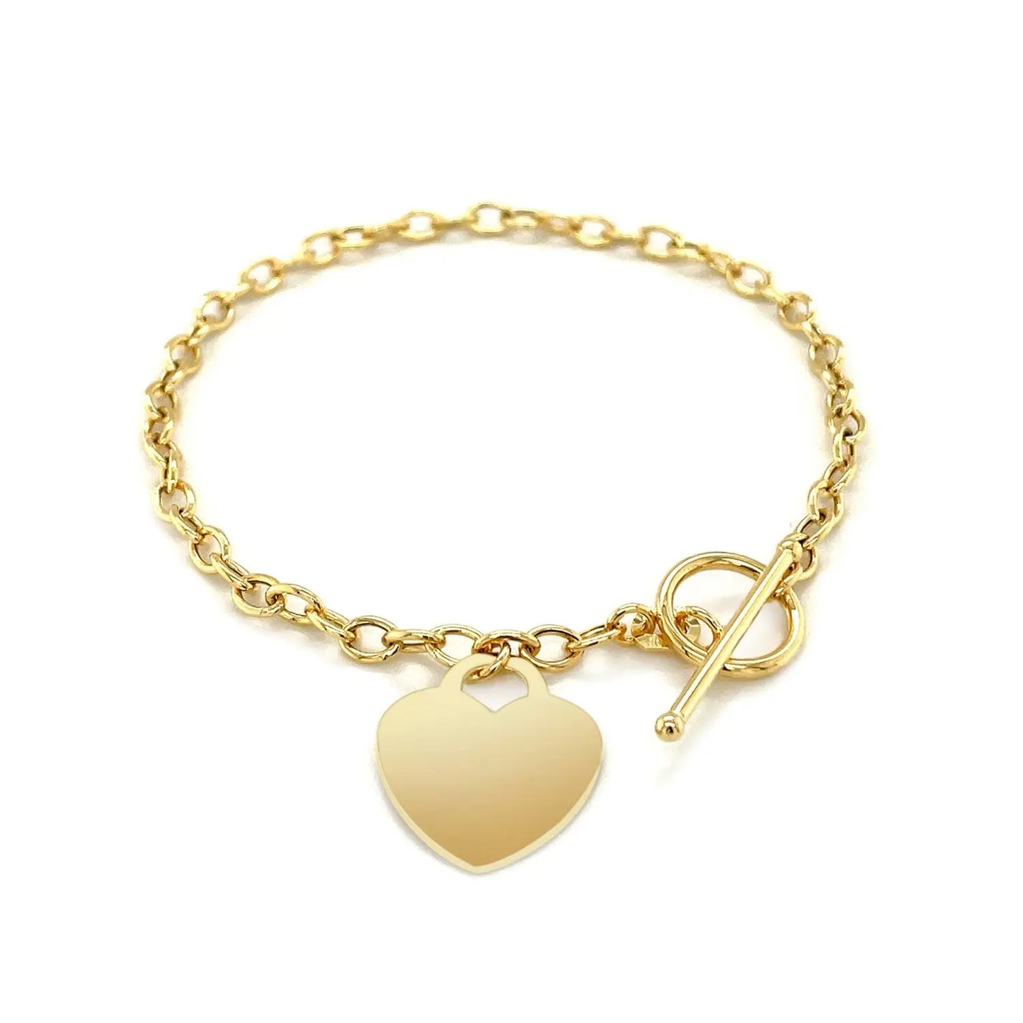 Toggle Bracelet with Heart Charm in 14k Yellow Gold (4.80 mm) RCJ