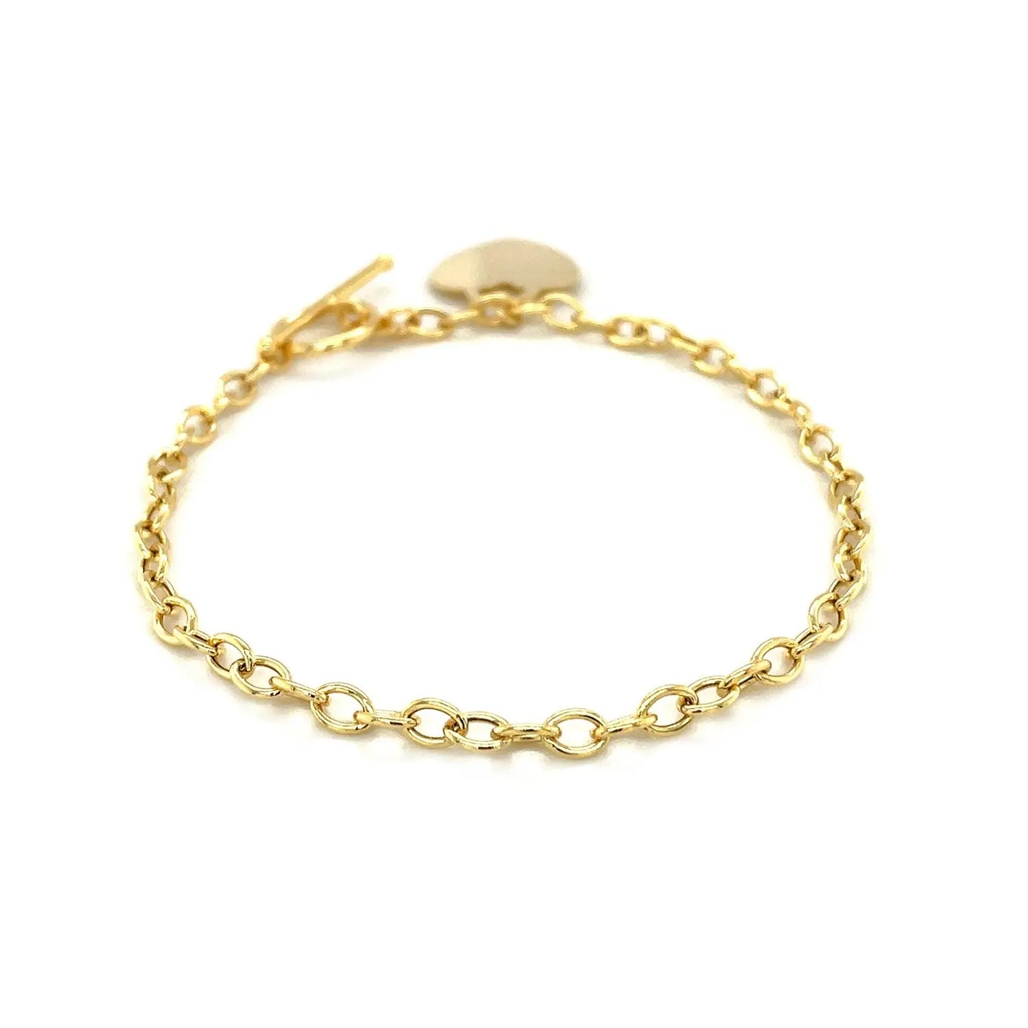 Toggle Bracelet with Heart Charm in 14k Yellow Gold (4.80 mm) RCJ