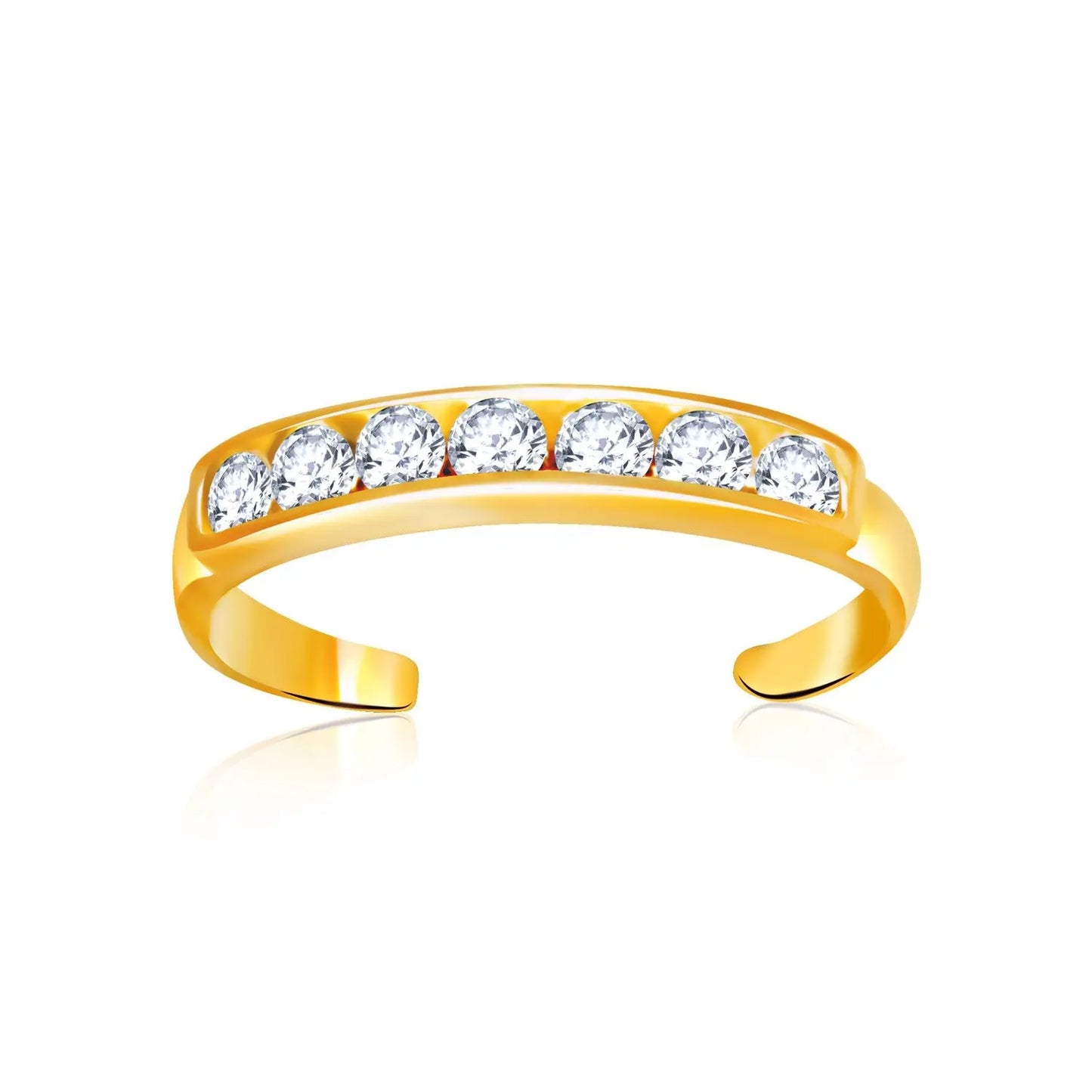 14k Yellow Gold Pave Set Cubic Zirconia Toe Ring RCJ