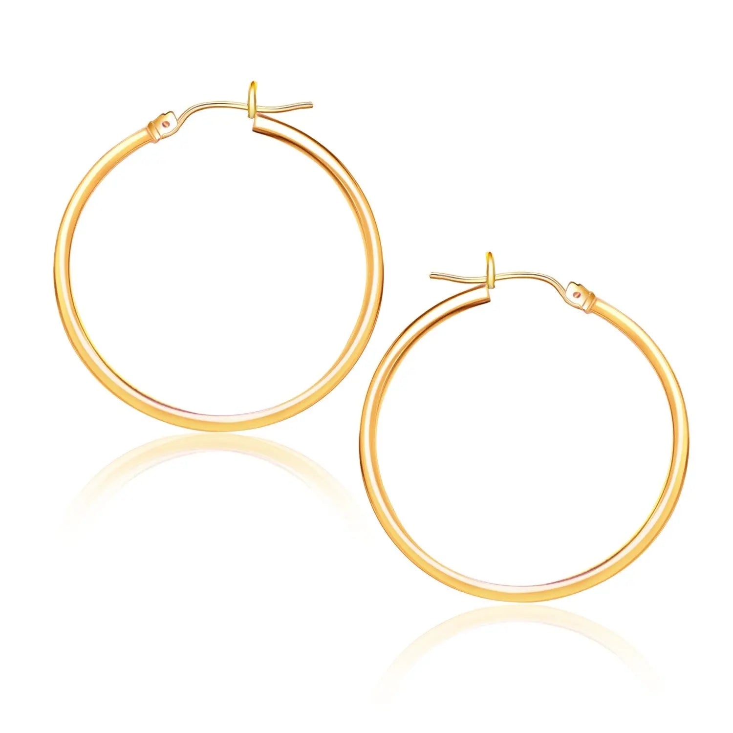 14k Yellow Gold Polished Hoop Earrings (1.5x25mm) RCJ