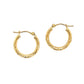 14k Yellow Gold Fancy Diamond Cut Slender Small Hoop Earrings (2x15mm) RCJ