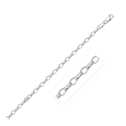 14k White Gold Oval Rolo Bracelet  (3.20 mm)Monde Trend