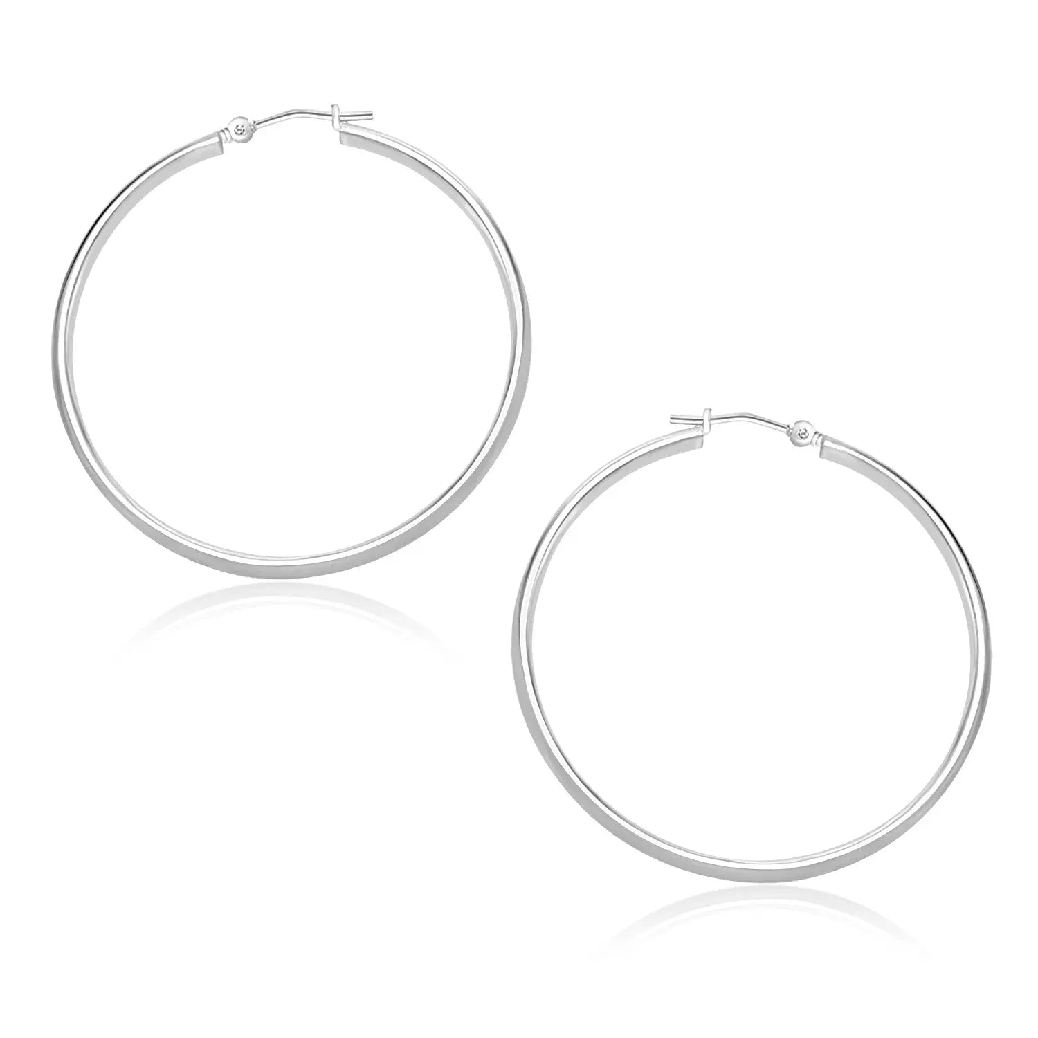 14k White Gold Polished Hoop Earrings (1.5x30mm) RCJ