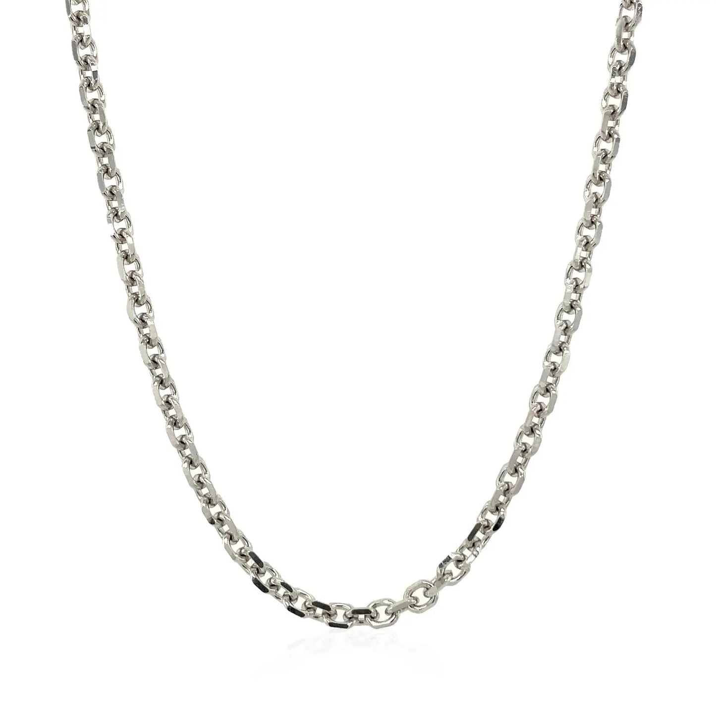 14k White Gold Diamond Cut Cable Link Chain (2.90 mm)Monde Trend