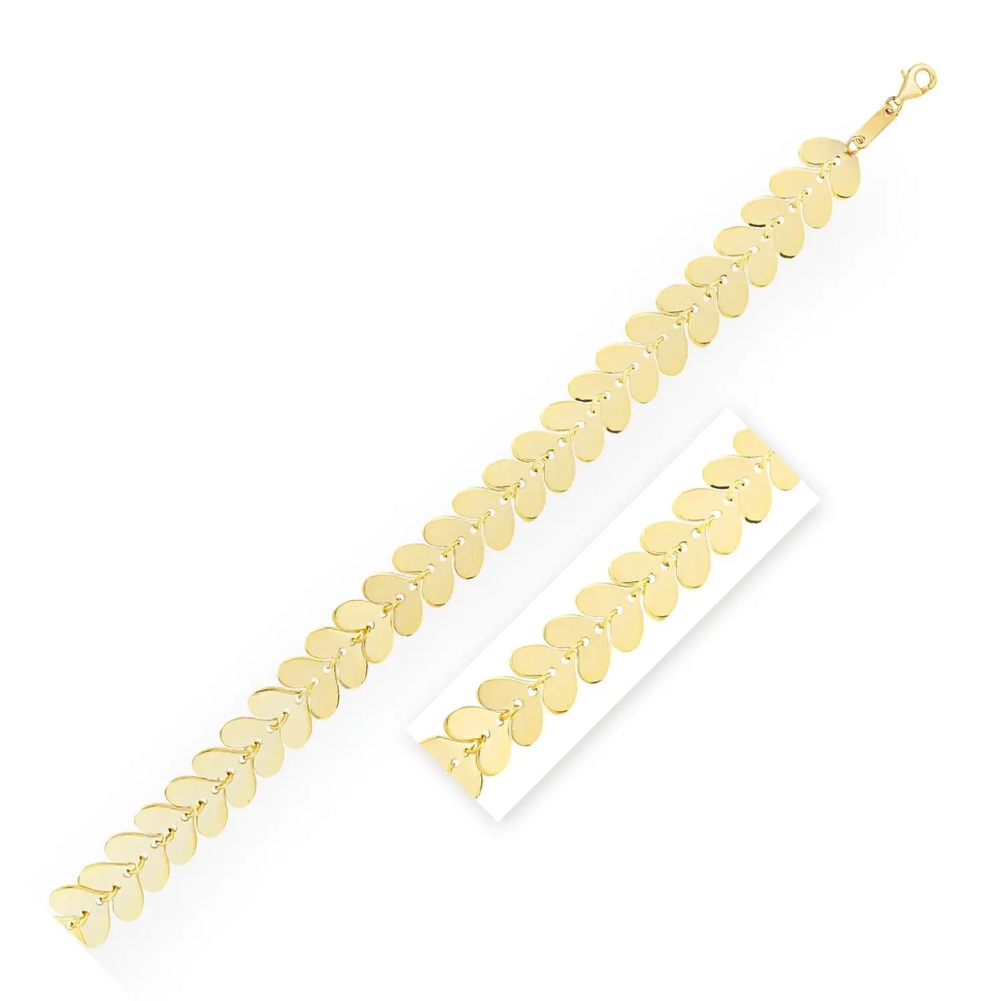 14k Yellow Gold Polished Heart Link Chain Bracelet RCJ