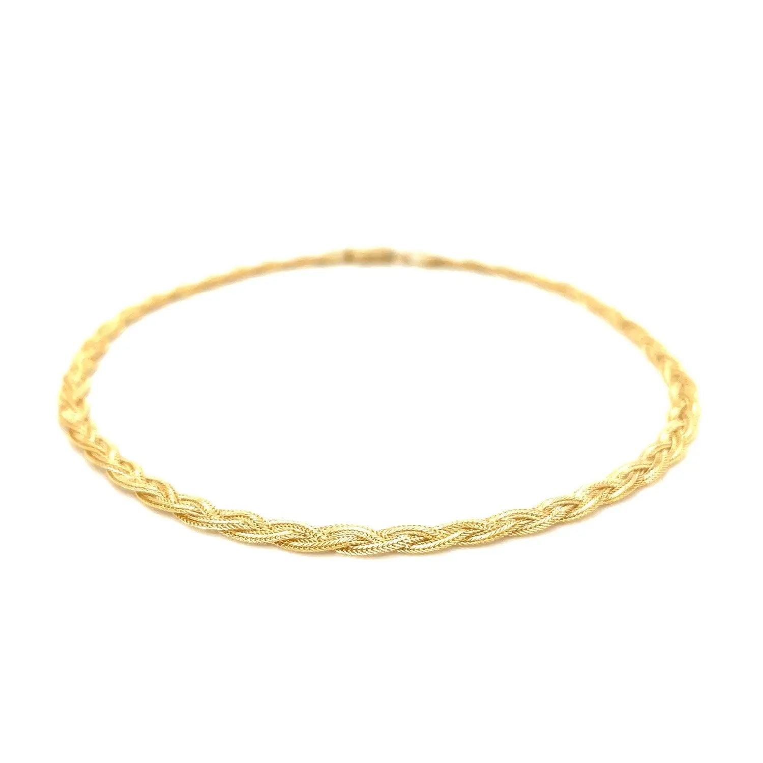 3.5mm 14k Yellow Braided Foxtail Anklet RCJ