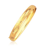 Classic Floral Carved Bangle in 14k Yellow Gold (8.00 mm) RCJ