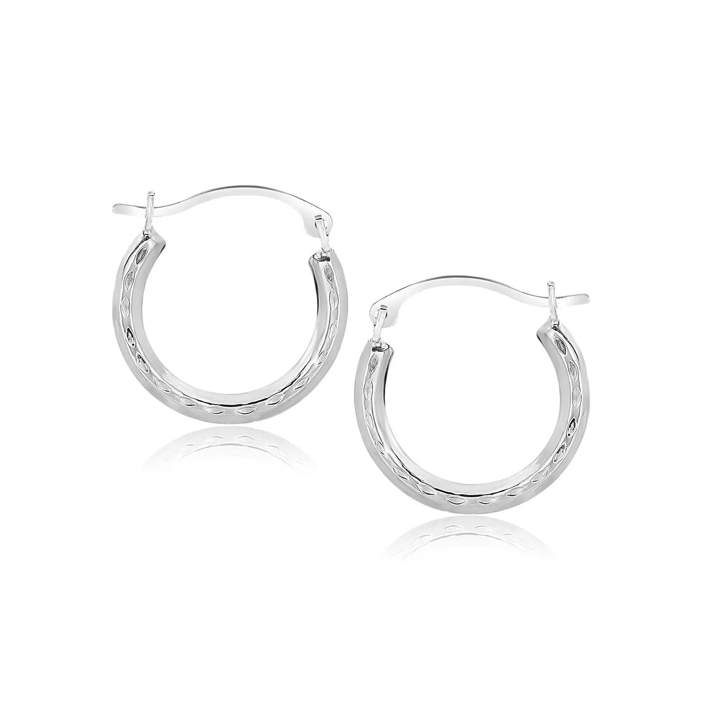 10k White Gold Fancy Hoop EarringsMonde Trend