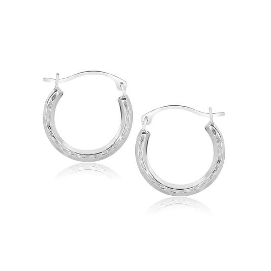 10k White Gold Fancy Hoop EarringsMonde Trend