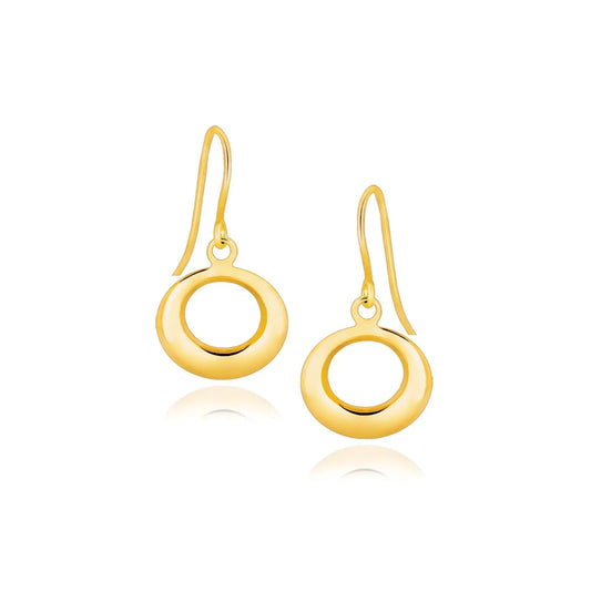 14k Yellow Gold Open Circle Dangle Earrings RCJ