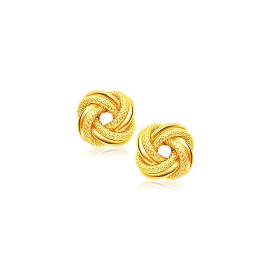 14k Yellow Gold Intertwined Love Knot Stud Earrings RCJ