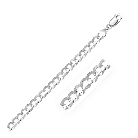 14k White Gold Solid Curb Bracelet (5.70 mm) RCJ