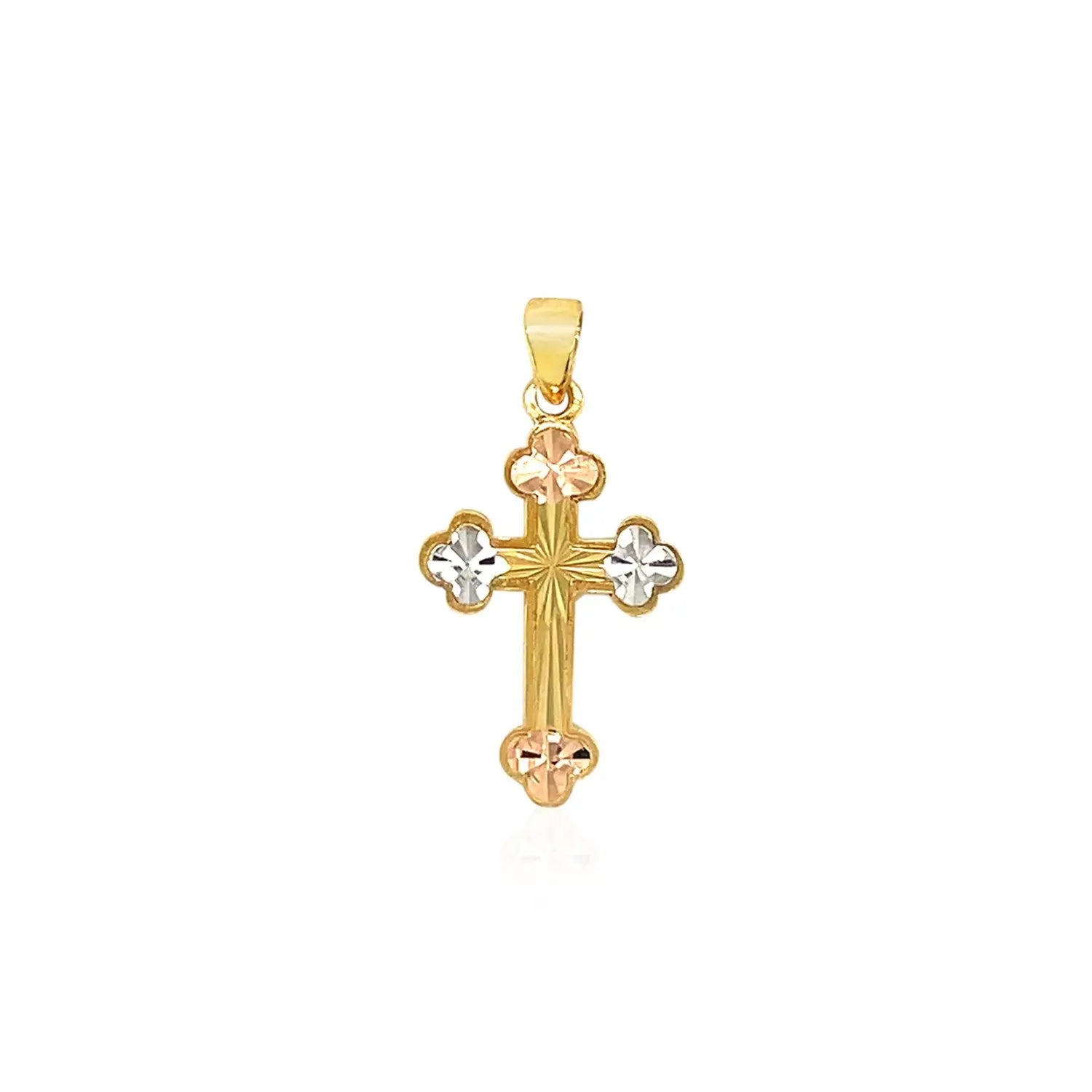 14k Tri Color Gold Cross PendantMonde Trend