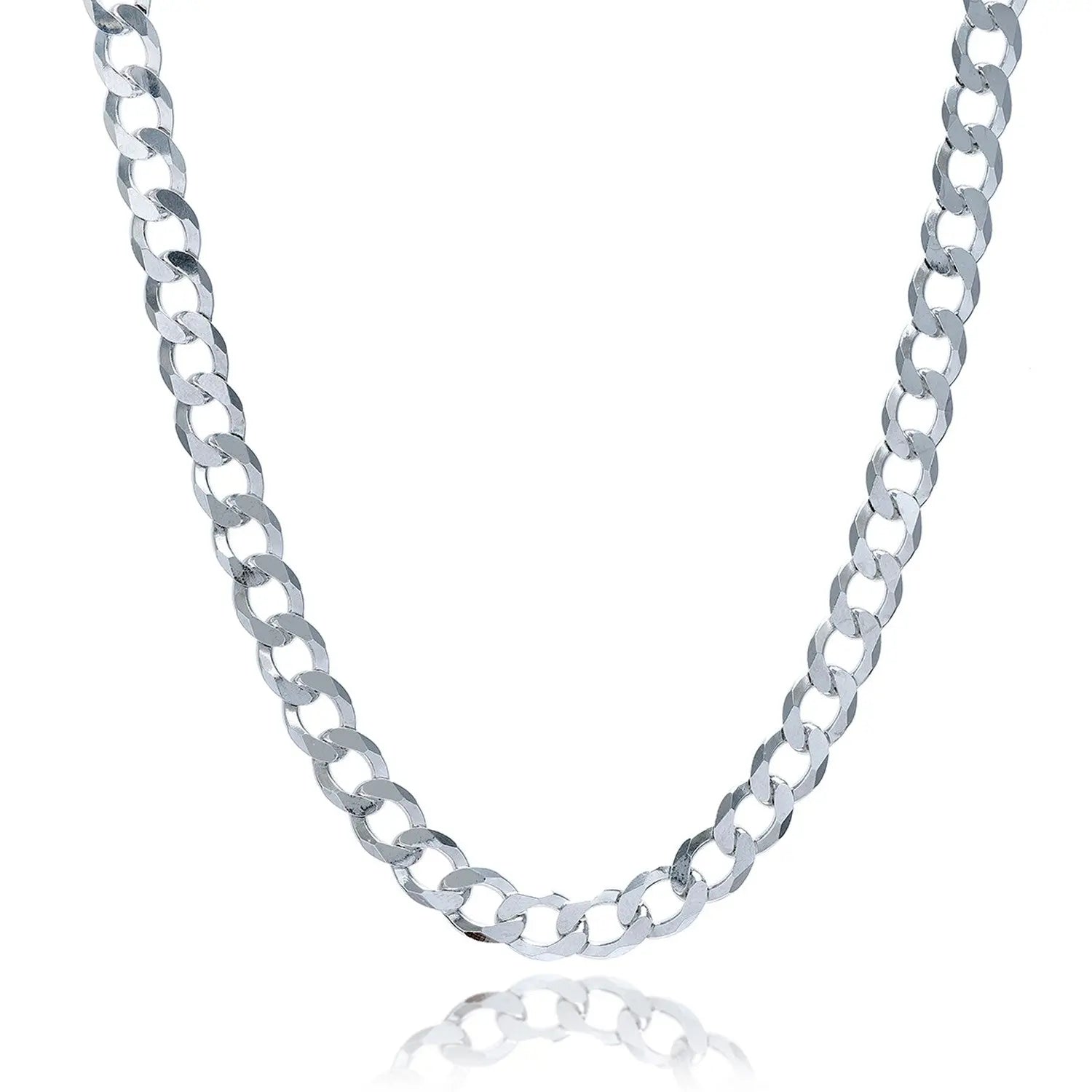 Rhodium Plated Sterling Silver Curb Style Chain (7.90 mm) RCJ