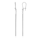 14k White Gold Long Bar Diamond Cut Drop EarringsMonde Trend