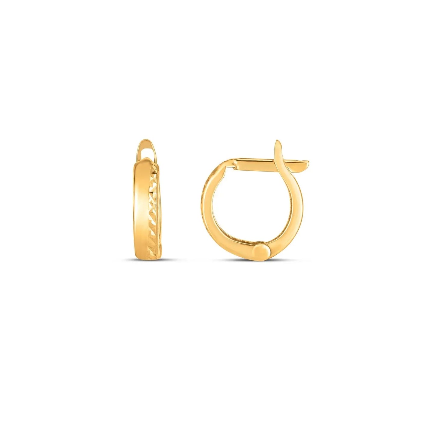 14k Yellow Gold Textured Huggie Hoops(3x10mm) RCJ