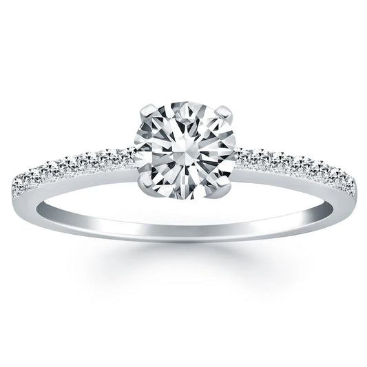 14k White Gold Engagement Ring with Pave Diamond BandMonde Trend