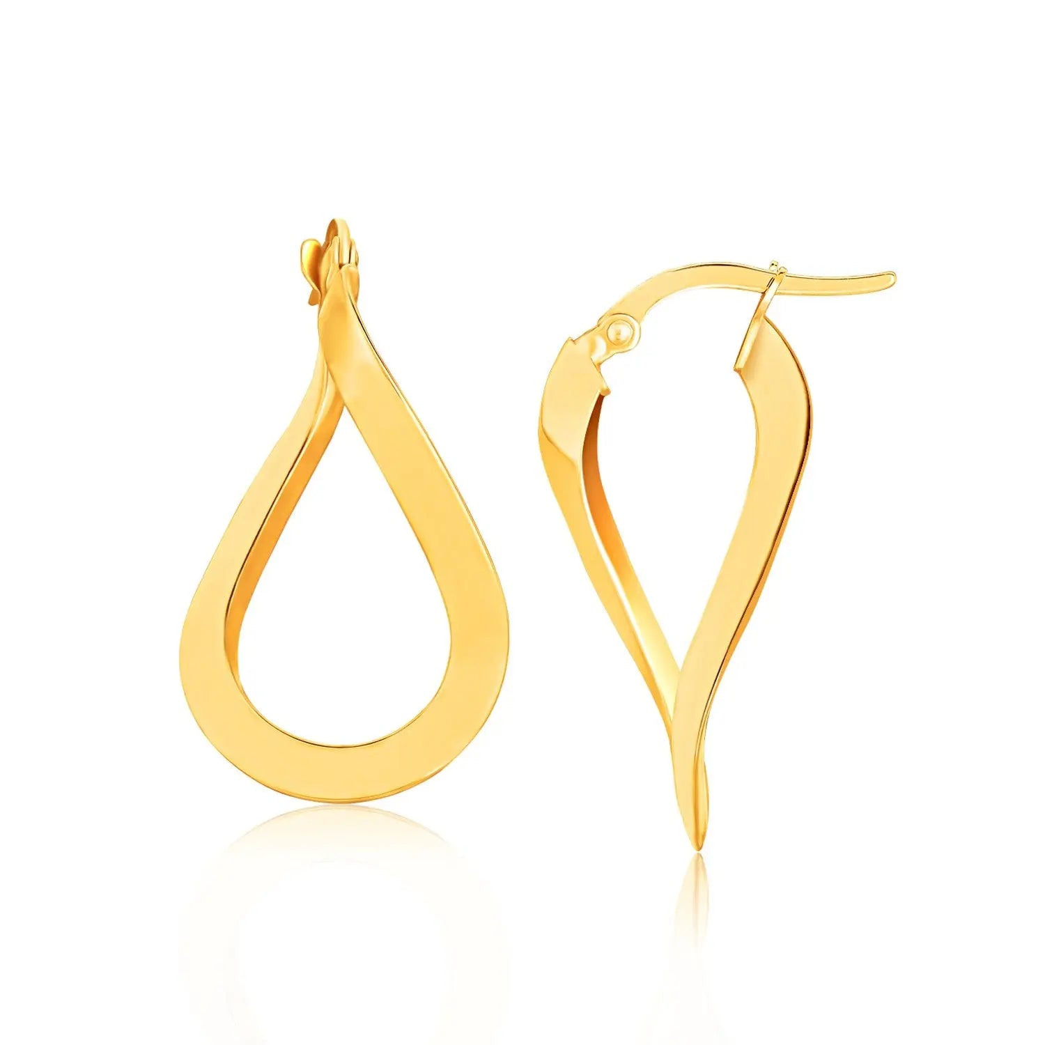 14k Yellow Gold Flat Polished Twisted Hoop Earrings RCJ