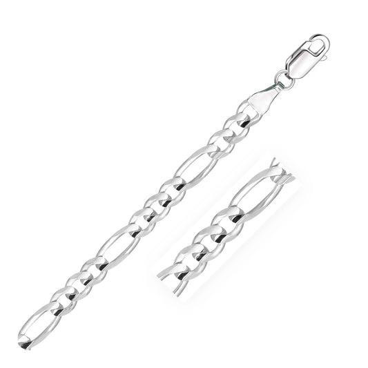 14k White Gold Solid Figaro Bracelet (6.00 mm) RCJ