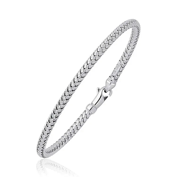 Fancy Weave Bangle in 14k White Gold (3.00 mm) RCJ