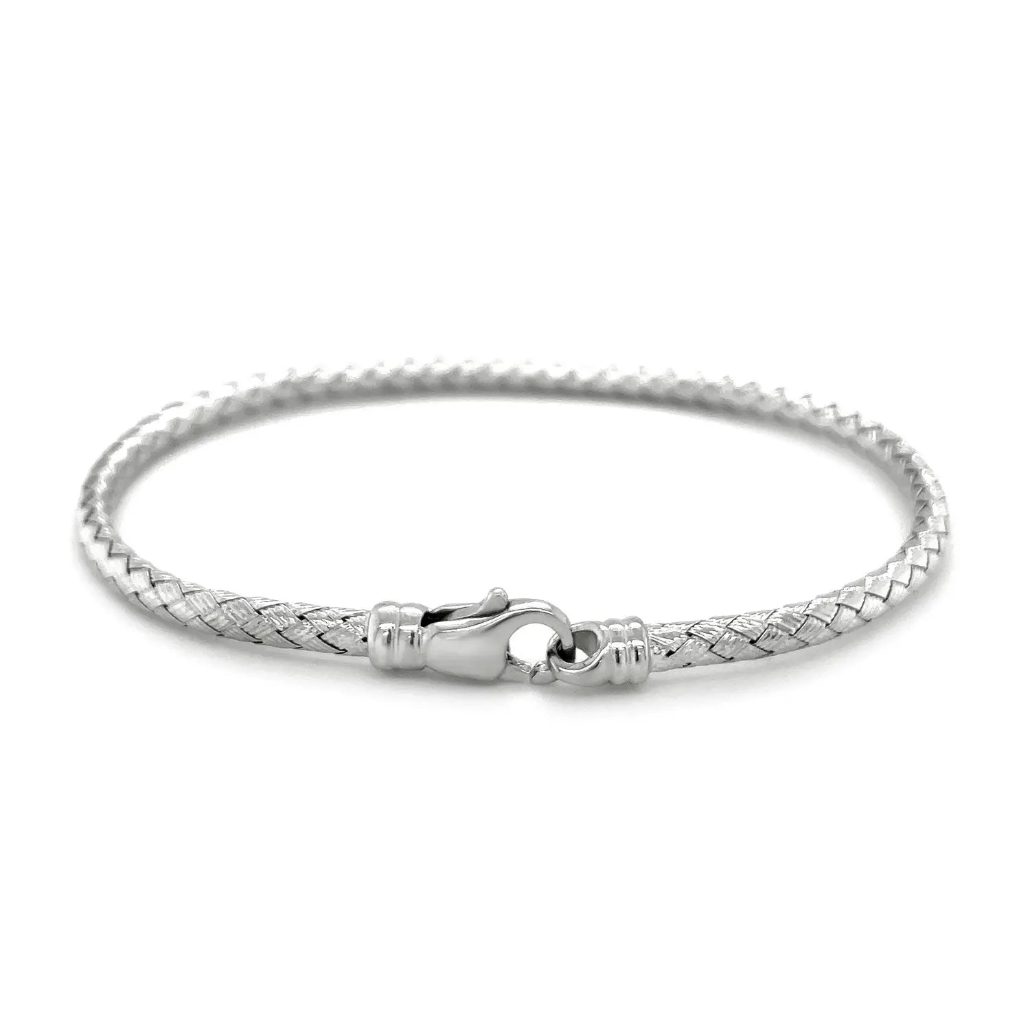 Fancy Weave Bangle in 14k White Gold (3.00 mm) RCJ