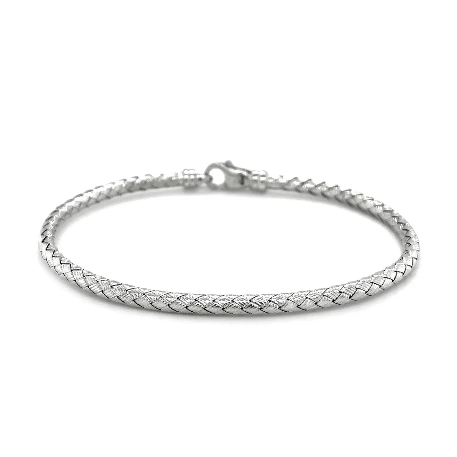 Fancy Weave Bangle in 14k White Gold (3.00 mm) RCJ