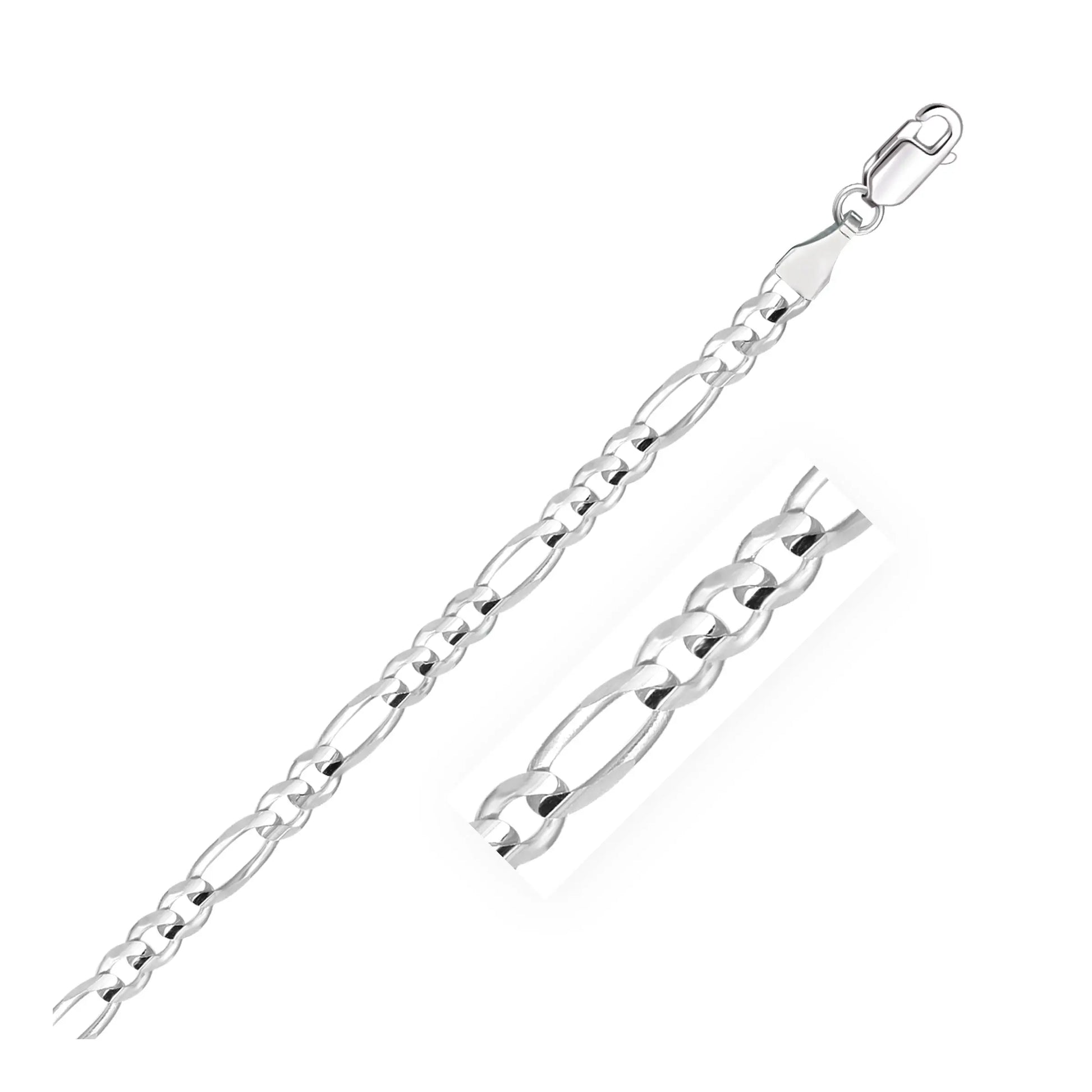 14k White Gold Solid Figaro Bracelet (4.50 mm) RCJ