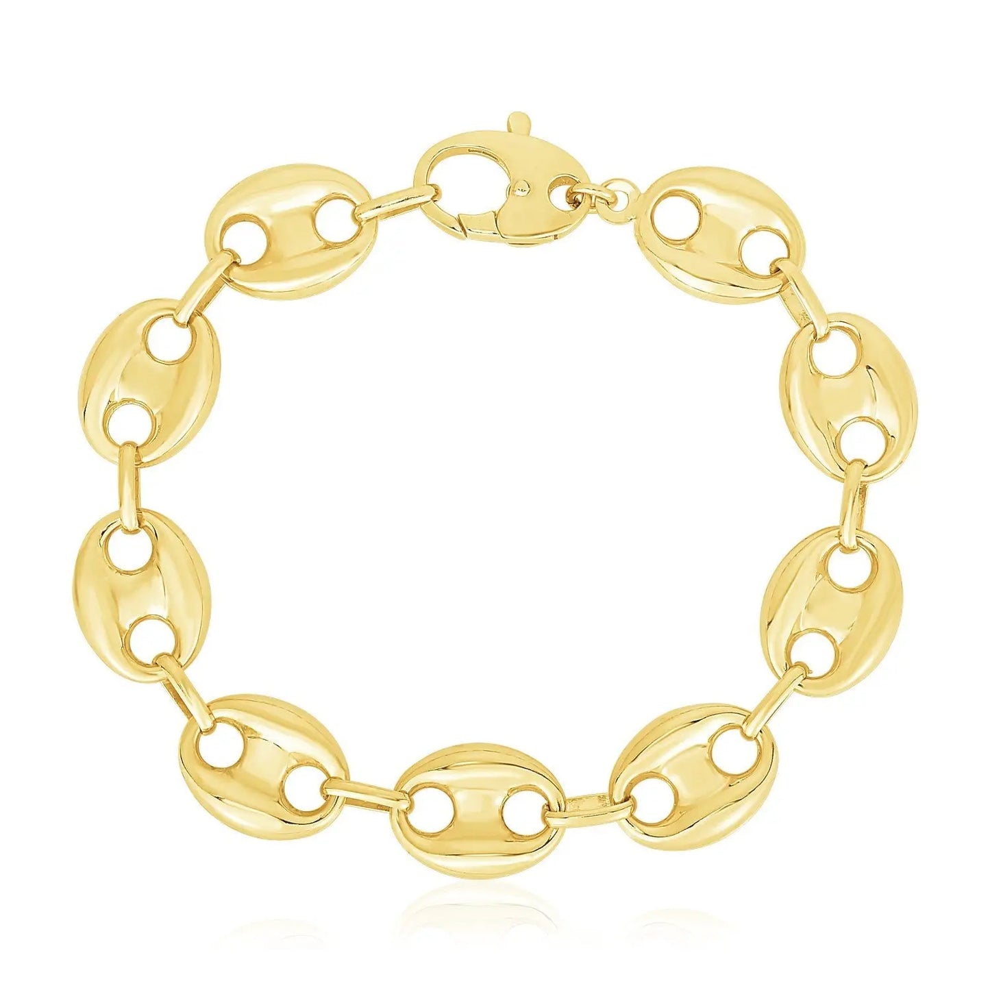 14k Yellow Gold High Polish Lite Puffed Mariner Link Bracelet  (15.00 mm) RCJ