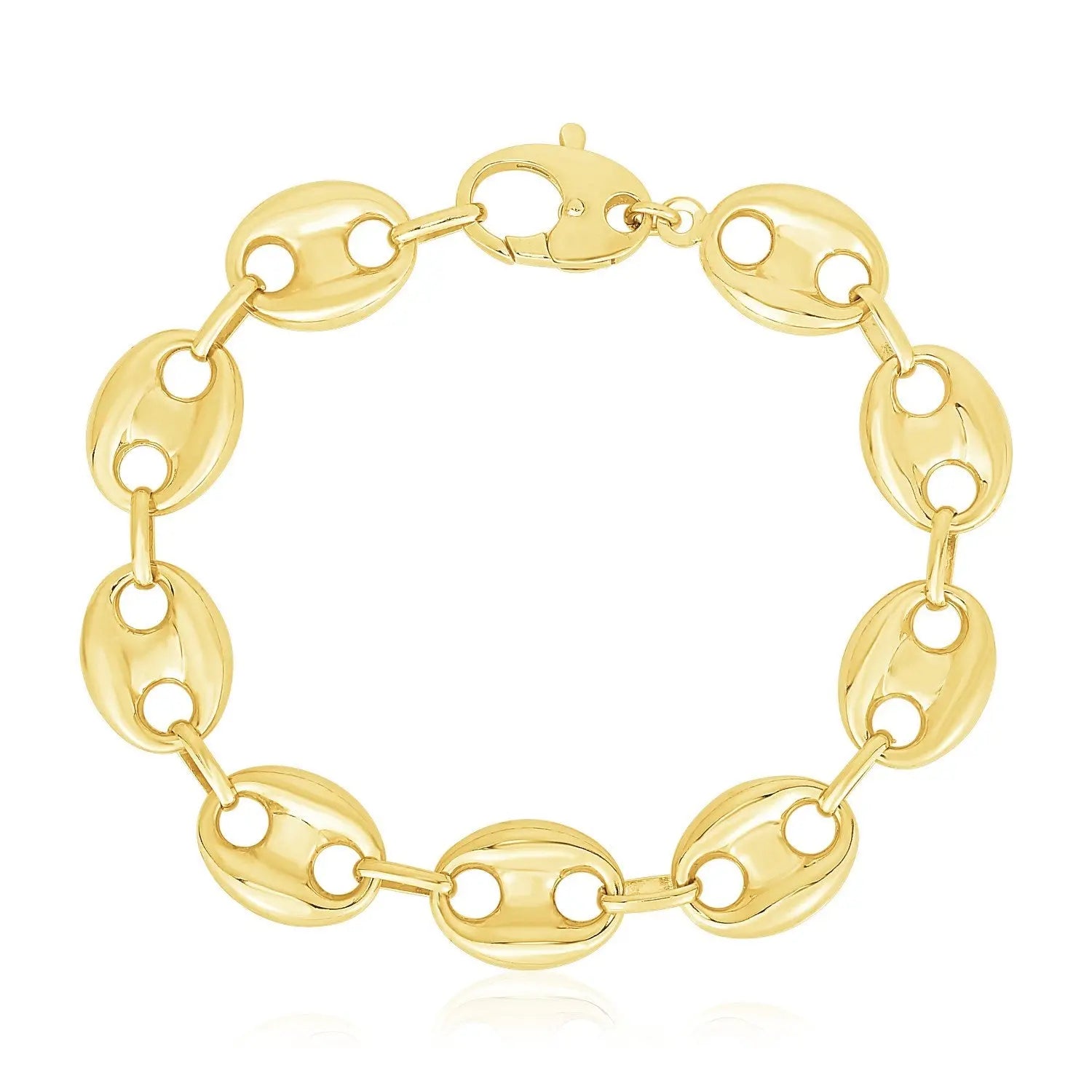 14k Yellow Gold High Polish Lite Puffed Mariner Link Bracelet  (15.00 mm) RCJ