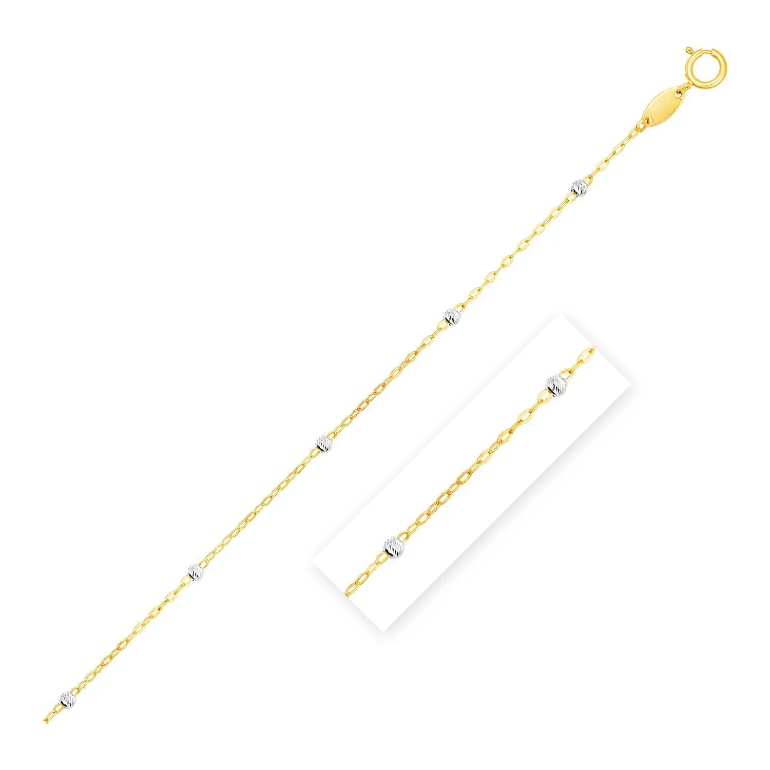 Diamond Cut Bead Links Pendant Chain in Two Tone Gold (3.50 mm) RCJ