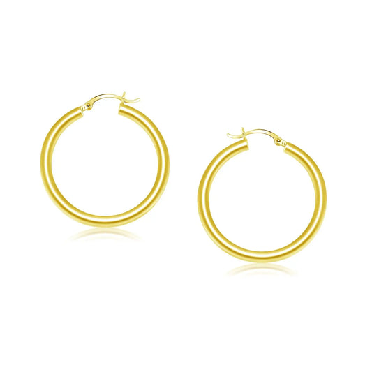 14k Yellow Gold Polished Hoop Earrings (4x25mm) RCJ