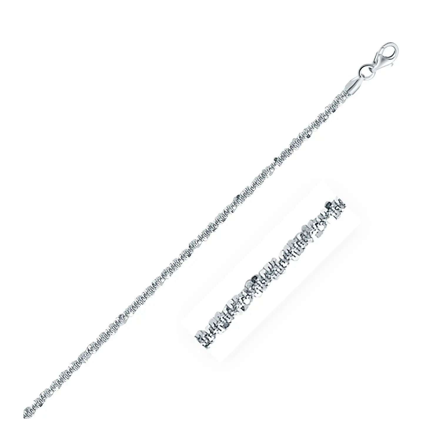 Rhodium Plated 2.2mm Sterling Silver Sparkle Style Chain (2.20 mm) RCJ