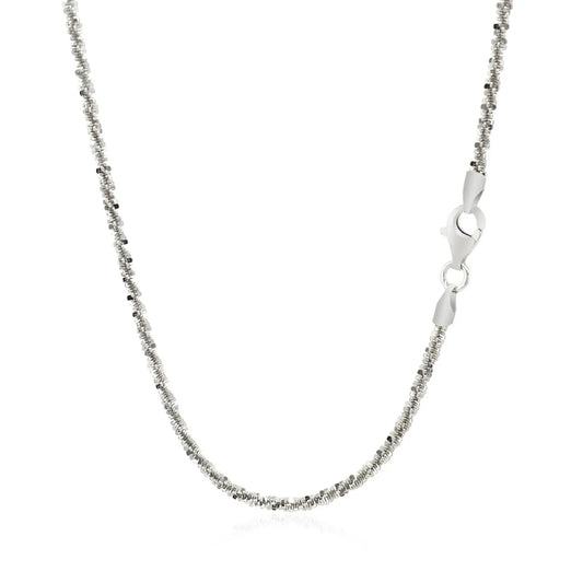 Rhodium Plated 2.2mm Sterling Silver Sparkle Style Chain (2.20 mm) RCJ