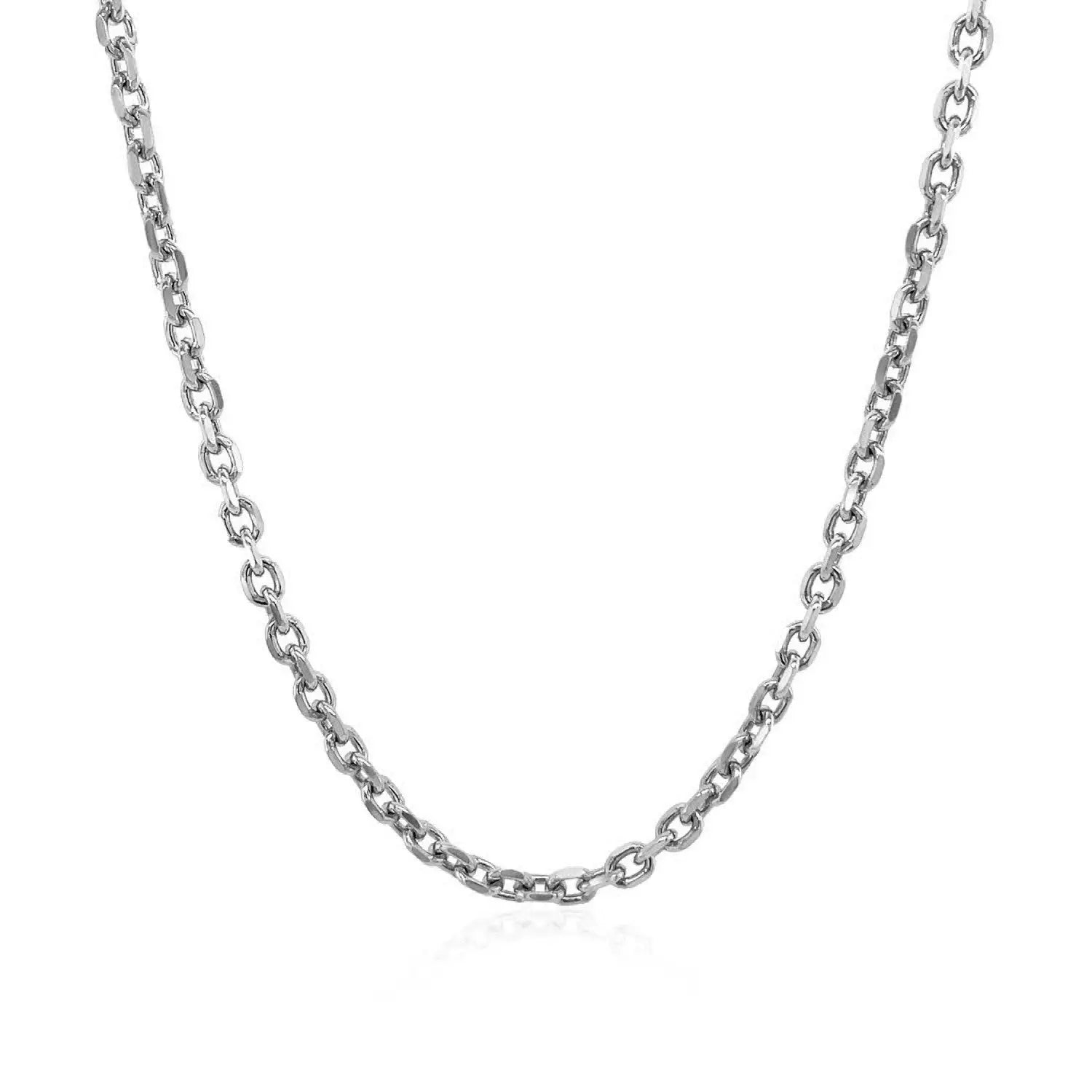 14k White Gold Diamond Cut Cable Link Chain (2.20 mm)Monde Trend