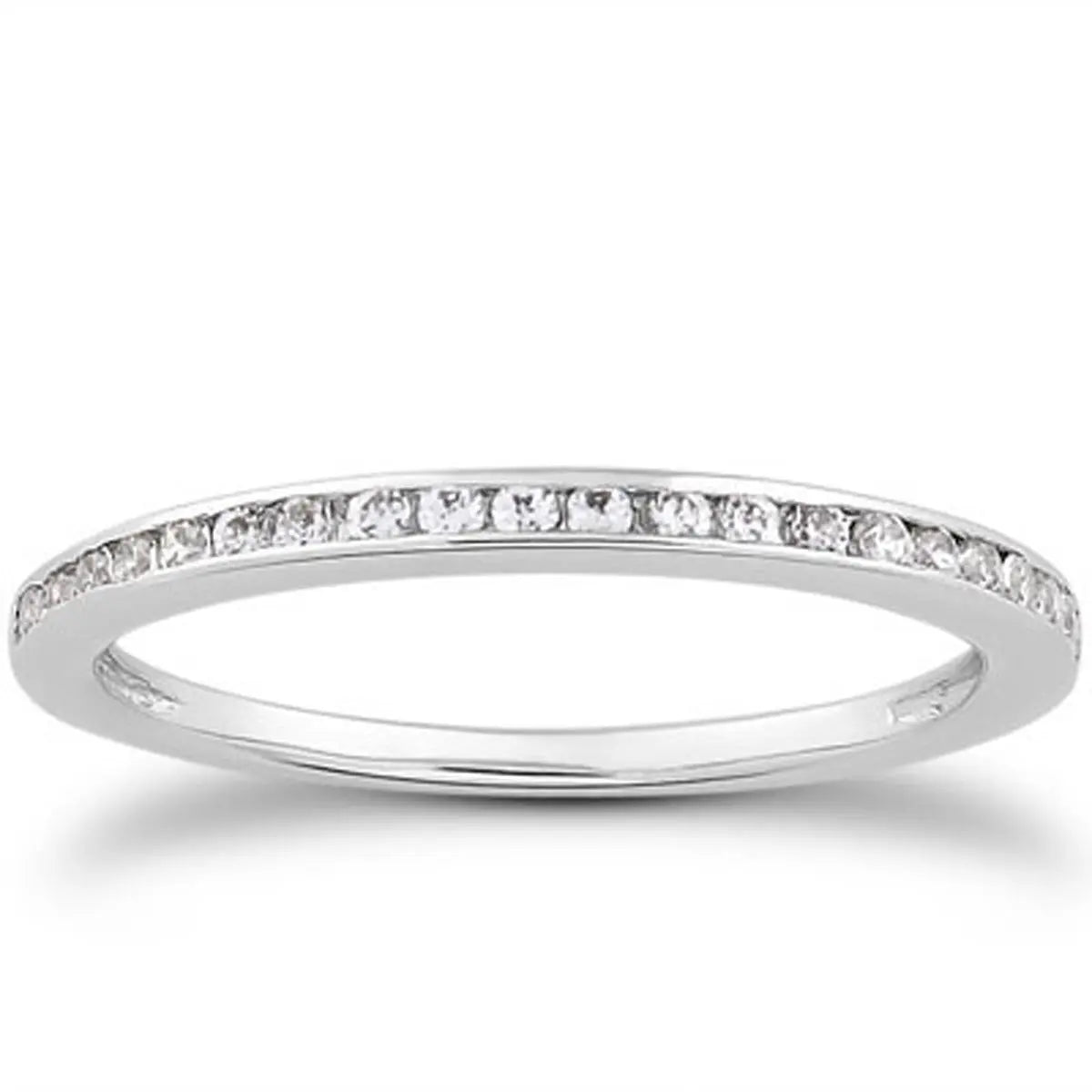 14k White Gold Slim Profile Diamond Channel Set Wedding Ring Band RCJ