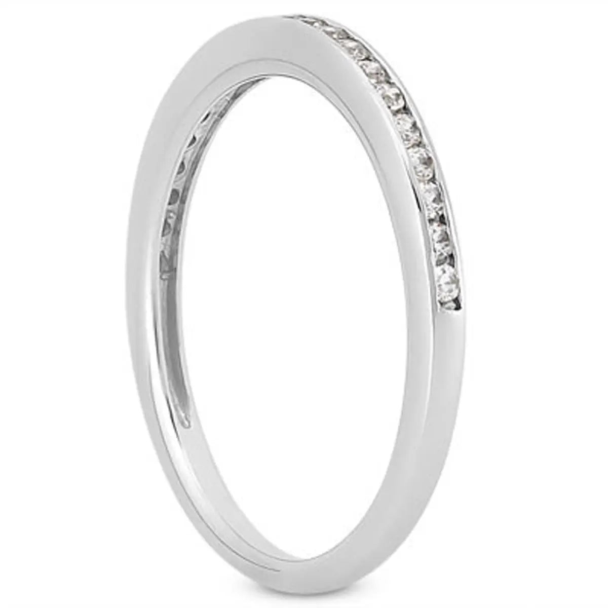 14k White Gold Slim Profile Diamond Channel Set Wedding Ring Band RCJ