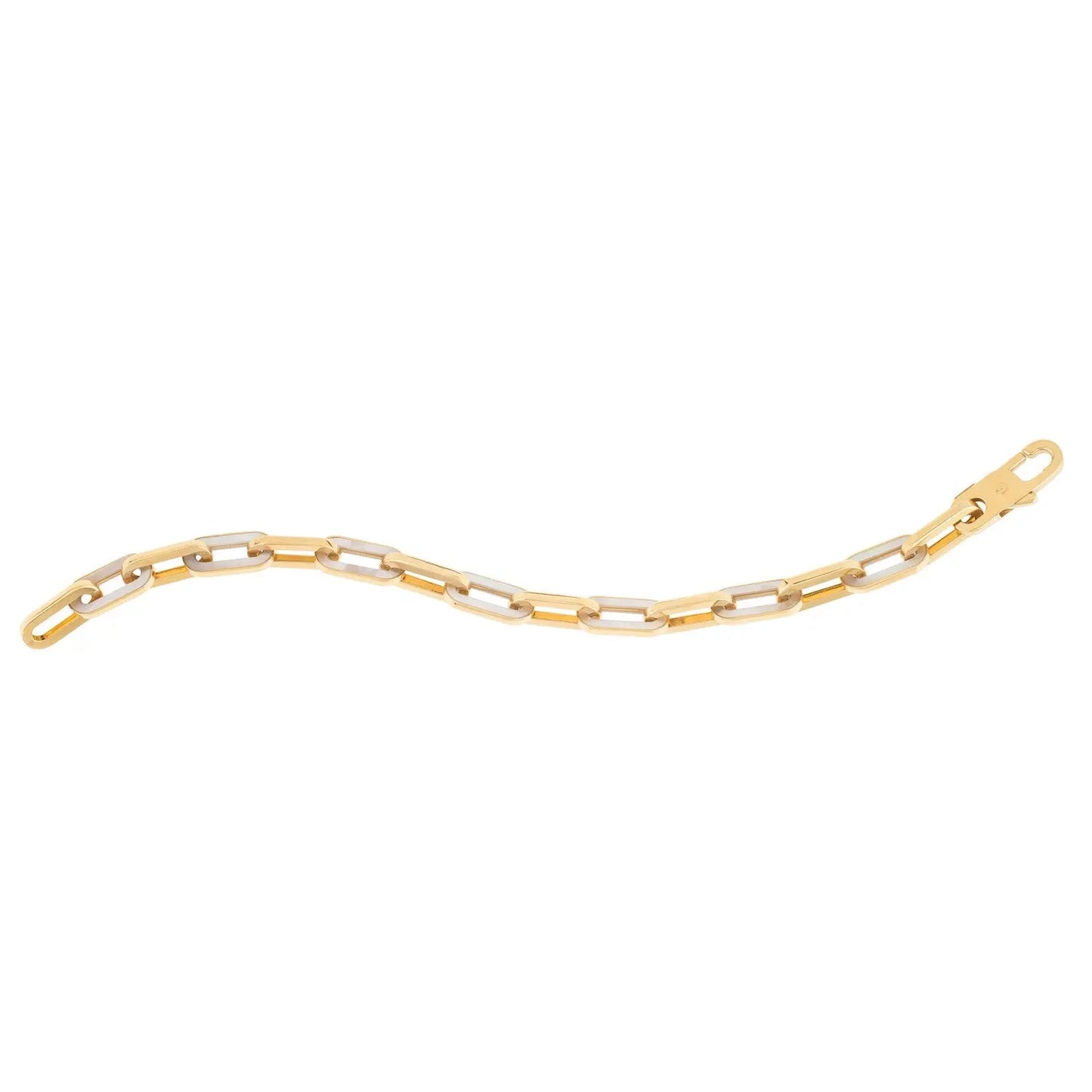 14k Yellow Gold MOP Paperclip Gem Link Bracelet (7.00 mm) RCJ