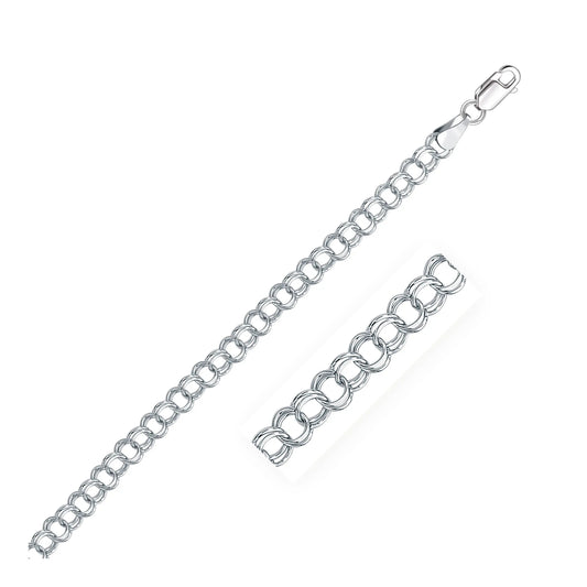 14k White Gold Solid Double Link Charm Bracelet (5.00 mm) RCJ