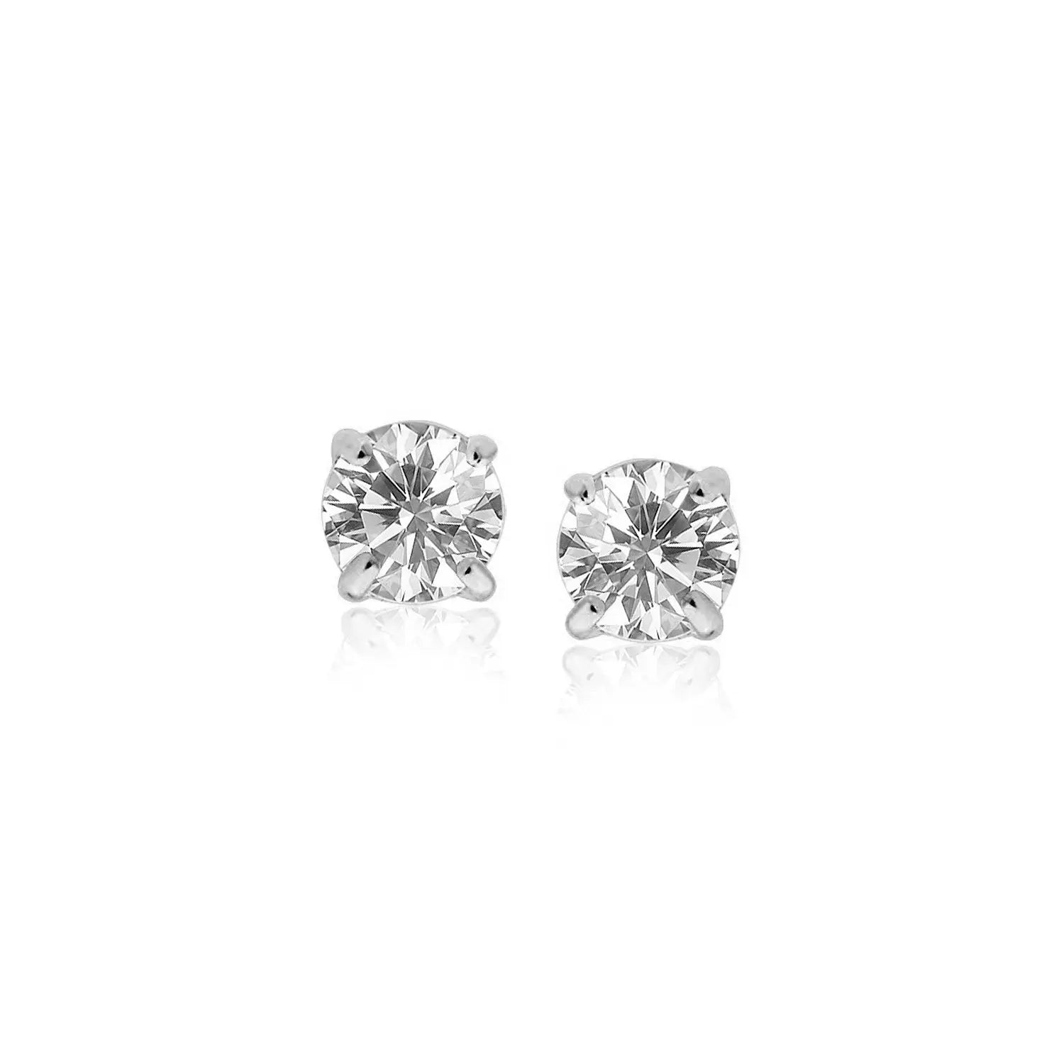 Sterling Silver Faceted White Cubic Zirconia Stud Earrings(4mm) RCJ