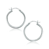 14k White Gold Polished Hoop Earrings (2x25mm) RCJ