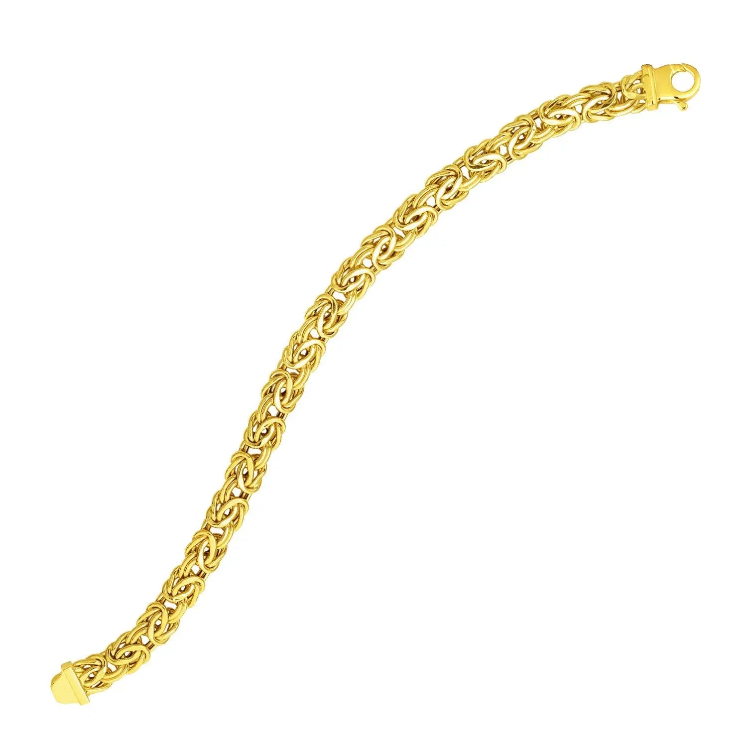 14k Yellow Gold Byzantine Link Stylish Bracelet (9.00 mm) RCJ