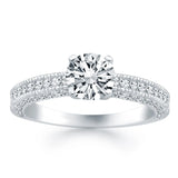 14k White Gold Diamond Micropave Milgrain Engagement RingMonde Trend