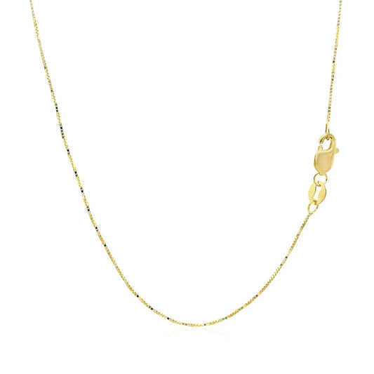 18k Yellow Gold Box Chain 0.6mm (0.60 mm) RCJ