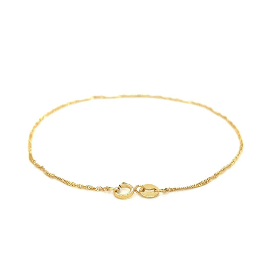 14k Yellow Gold Singapore Bracelet (1.10 mm) RCJ