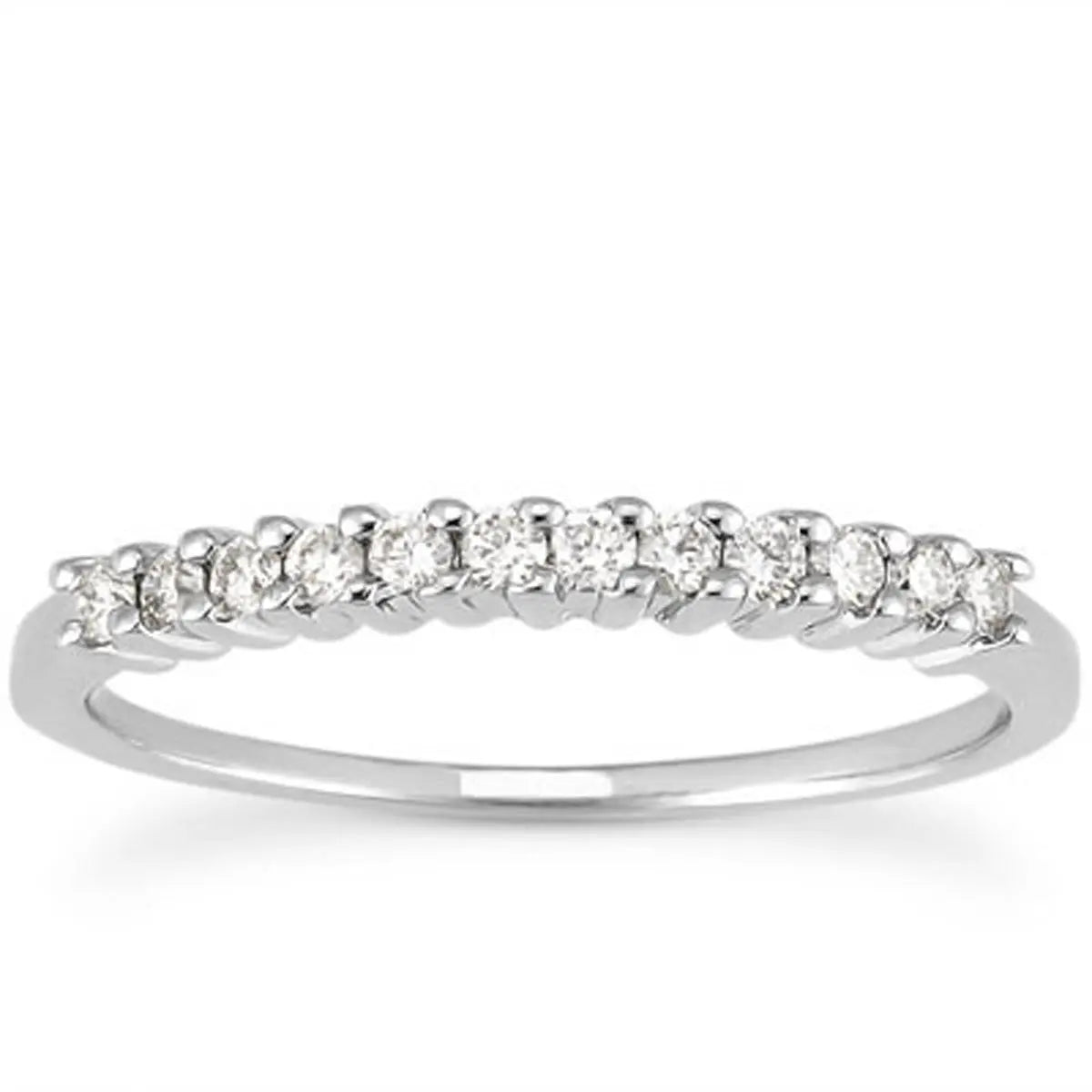 14k White Gold Raised Shared Prong Diamond Wedding Ring Band RCJ