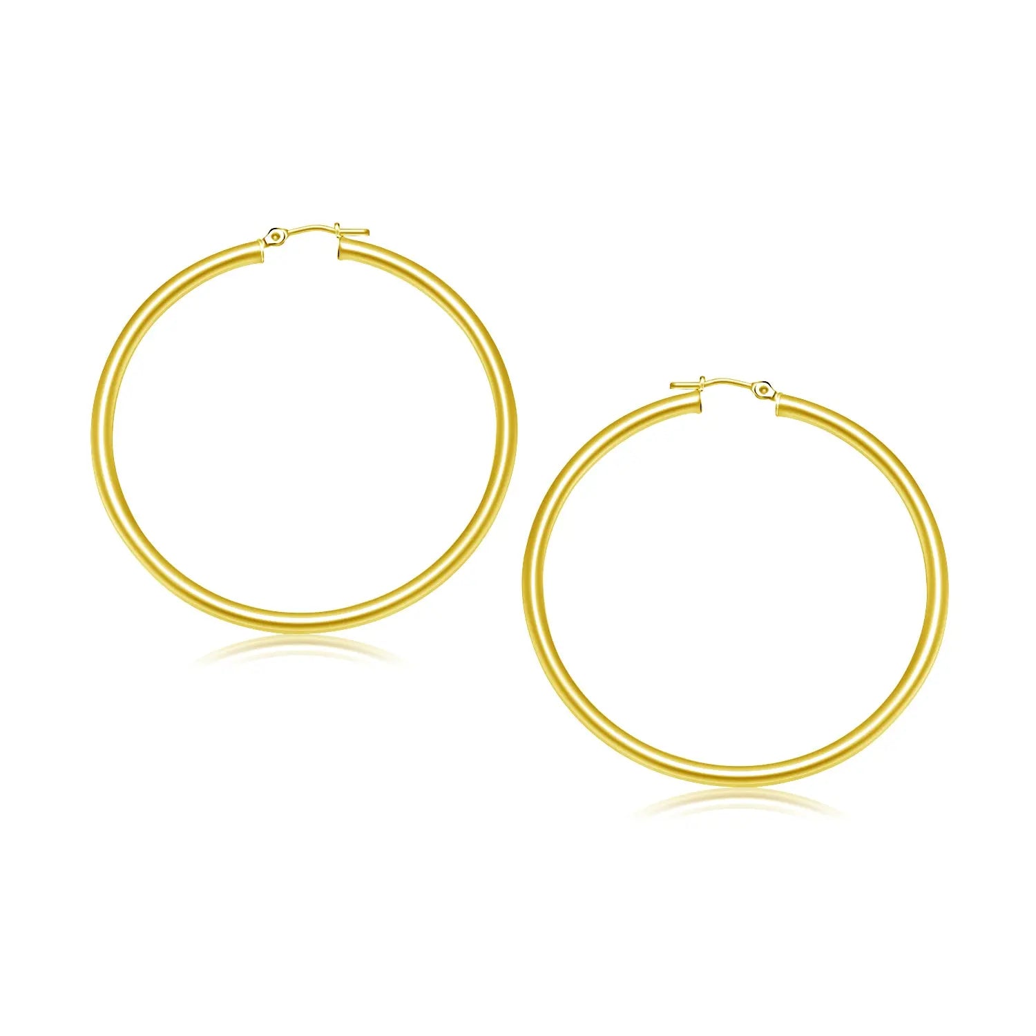 14k Yellow Gold Polished Hoop Earrings (3x30mm) RCJ