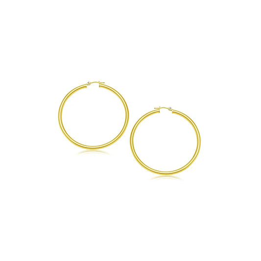 14k Yellow Gold Polished Hoop Earrings (3x15mm) RCJ