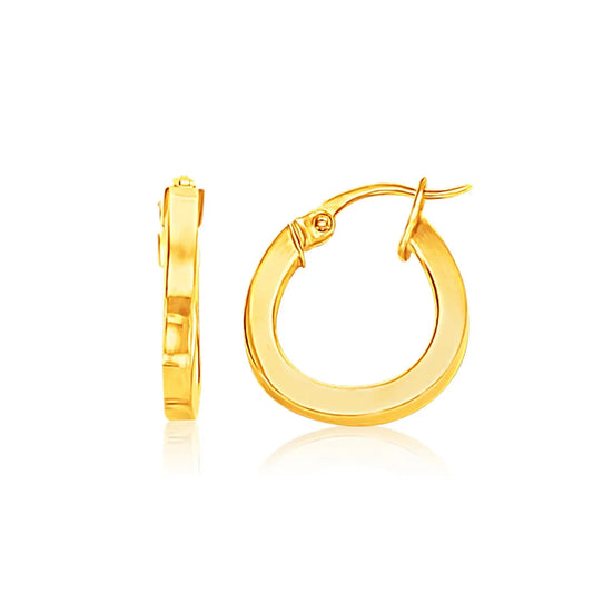 14k Yellow Gold Flat Side Small Hoop Earrings(3x10mm) RCJ