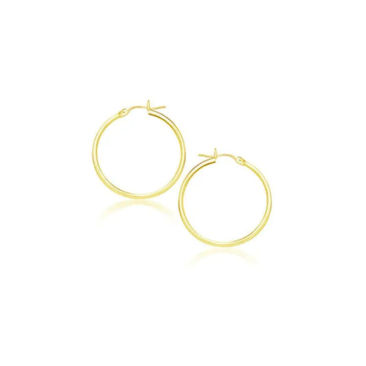 14k Yellow Gold Polished Hoop Earrings (2x20mm) RCJ