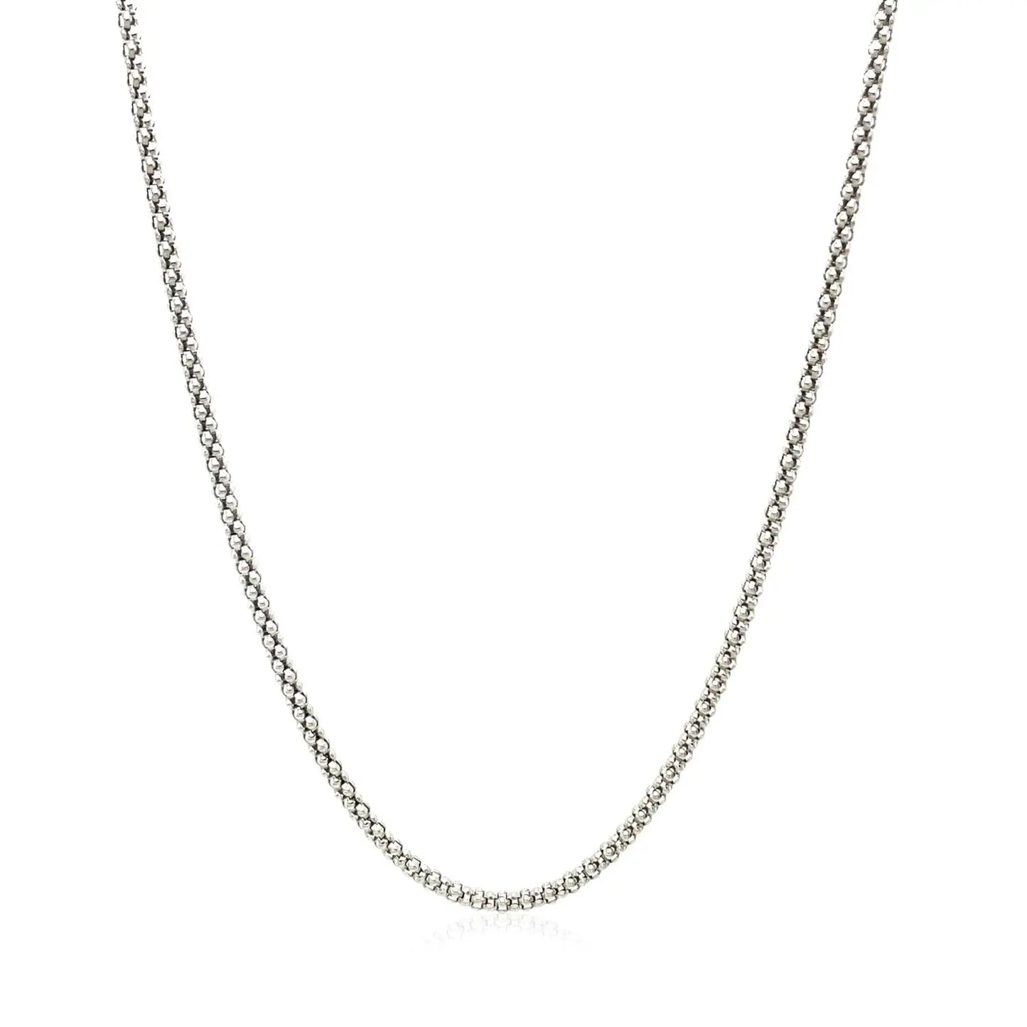 Rhodium Plated 1.8mm Sterling Silver Popcorn Style Chain (1.80 mm) RCJ